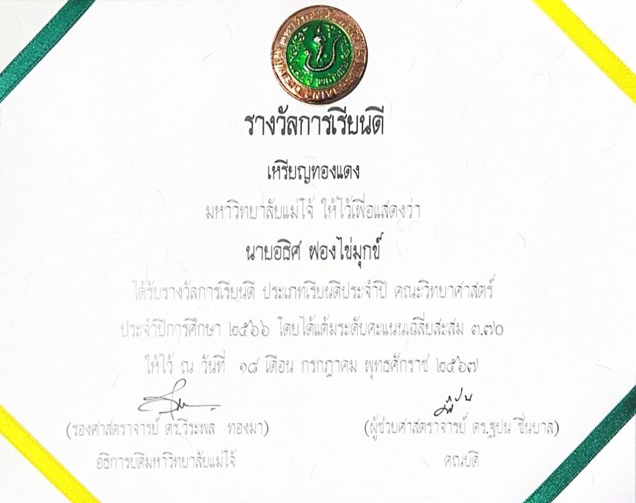 Academic excellence bronze medal award, 2024
